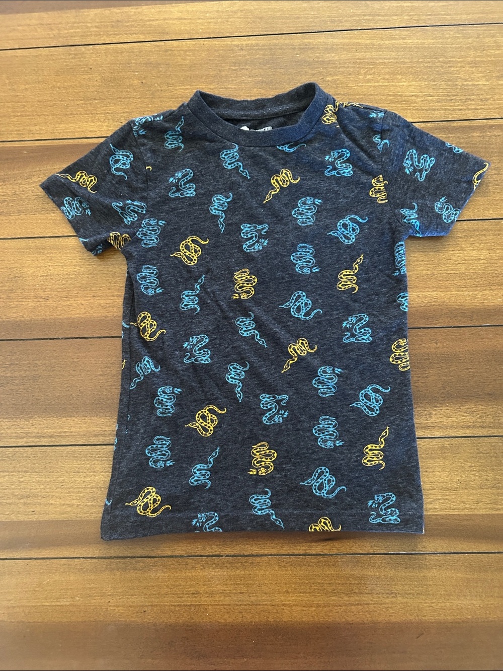 Kids Short Sleeve Dark Gray Snake Print Tee